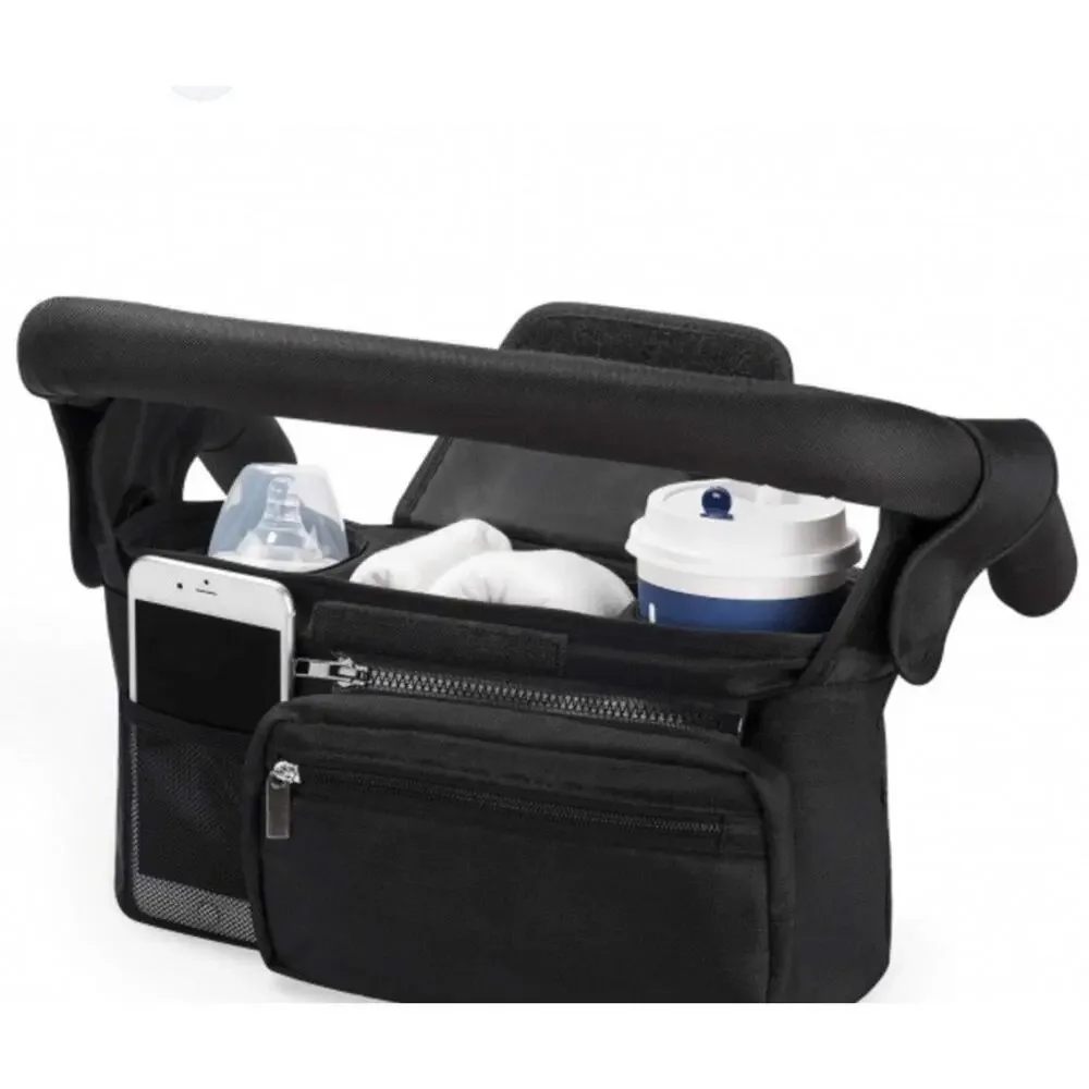 Momcozy Black Insulated Bottle Holder Stroller Organizer Detachable Bag NEW